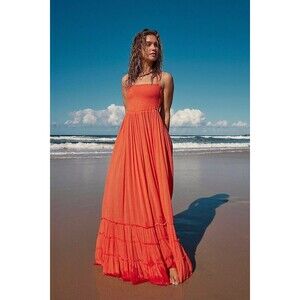 Free People Endless Summer Extratropical Maxi Dress Halter Smocked M NWT 285050